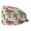 Gorro de trabajo para pediatra con estampado de dibujos animados, gorro quirúrgico de algodón, estampado de enfermera femenina, banda elástica ajustable