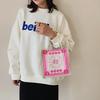 Mini bolso de lino sencillo, estilo japonés y coreano, bolso de mano para mujer con dibujos animados, bolso de mano para refrigerios, lonchera pequeña, bolso para el almuerzo
