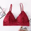 Bralette sin aro de acero ultra-delgado pecho grande pequeño encaje copa triangular sujetador ropa interior sexy chicas francesas mujer