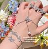 Pulseira Xinghe Borboleta Brilhante com Pedras Pétalas Leves Banhada a Ouro 18K Brincos Borboleta de Zircônia Presilha de Orelha