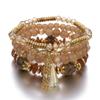 Conjunto de joias boêmias de venda quente transfronteiriça europeia e americana por atacado, conjunto de pulseiras femininas multicamadas com contas de cristal e borlas
