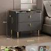 Mesita de noche inteligente de madera maciza para uso doméstico, que ofrece una sensación de lujo ligero y alta gama, moderna y simple, pequeño armario de almacenamiento de mesita de noche para el dormitorio