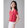 Camisa de Lunares para Mujer de Manga Corta Verano 2025 Nuevo Estilo Camisa Suelta Femenina con Cuello Blusa de Chifón Top