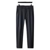 Pantalones de traje con cremallera YKK de lujo ligero para hombre, otoño, nuevos, de seda de morera, corte ajustado, engrosados, pantalones casuales de negocios, pantalones versátiles