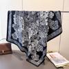 Versión Coreana del Nuevo Pañuelo Cuadrado Grande de Seda Imitación Estilo Años 90 con Estampado Floral Retro, Versátil para el Trabajo, Chal, Pañuelo de Seda con Patrón Diagonal, Pañuelo para la Cabeza
