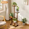 Estante para flores de madera maciza, estante de almacenamiento para balcón, de pie en el suelo con ruedas, estante de pie para sala de estar, estante para macetas de gran capacidad