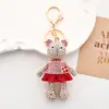 Llavero de Oso de Diamante de Dibujos Animados Nuevo Lindo Transfronterizo Colgante de Aleación Accesorios para Coche Pequeños Artículos Pequeños Regalos