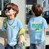 Camiseta de manga corta para niño de verano 2026 modelo nuevo, top de algodón puro de manga media para niños, transpirable, estilo coreano, corte holgado para niños de mediana edad