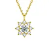 Colar de Girassol em Prata de Lei S925 com Moissanite para Mulheres, Corrente de Clavícula com Pingente Simples Japonês e Coreano, Joia do Mesmo Estilo da Transmissão ao Vivo do Tiktok