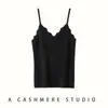 Camisola sin mangas de cachemira de una sola hebra calibre 12 para mujer, escote en V de encaje, tirantes finos, para usar en capas, Nueva llegada Otoño/Invierno