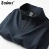 Camiseta de Algodón de Alta Gama para Hombre Sudadera Bordada con Cuello Mao y Media Cremallera Manga Larga Casual para Abrigo Deportivo para Hombre en Primavera y Otoño