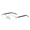 Gafas de Media Montura Cat-Eye Sin Montura Plateadas para Mujer, Estilo Retro Y2K Influencer Europeo y Americano de Moda, Diseño de Montura Único