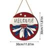 Dia da Independência Transfronteiriço BEM-VINDO Placa de Porta de Boas-Vindas Decoração de Madeira para Pendurar Disco Varanda Exterior Decoração de Parede de Fundo