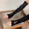 Estilo Harajuku Nicho Y2K Puños de Manga Sexy Modernos DIY de Atar Guantes sin Dedos para Chicas JK Guantes Finos de Verano para Cosplay