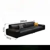 Sofá de couro preto em estilo minimalista moderno italiano, adequado para espaços pequenos, com design robusto e arranjo reto