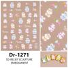 Redanco5D Relieve Ins Popular Dibujos Animados Pegatina Nail Art Lindo Conejito Calcomanía de Uñas Estéreo Dr1271