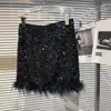 Falda de Sirena con Forro Polar Estilo Princesa/Dama Falda de Pluma de Cristal de Sirena Falda Ceñida al Cuerpo con Lentejuelas Ajustada para Invierno
