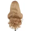Peluca con front lace, castaño claro, cabello largo y rizado, fibra sintética mate de alta temperatura, directo de fábrica, envío directo de una pieza