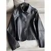Estilo nuevo 2026, piel de oveja de plena flor, chaqueta corta con cuello alto, diseño juvenil y retro, venta al por mayor H15EPY223