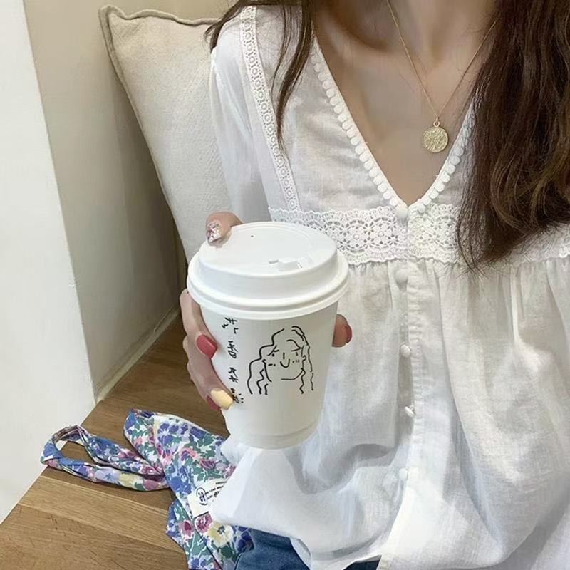 新款早秋韩系时髦小众气质上衣法式别致设计感港风锁骨衬衫女_4