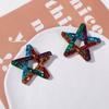 Creativo Dopamina Lentejuela Colorida Estrella Estrella de Cinco Puntas Parche de Resina Accesorios DIY Aretes Material para Tocado Venta al Mayoreo
