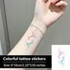 Adesivos de Tatuagem Peixes Gradiente Sonhadores, Adesivos de Estrela e Peixe em Cores Macaron para Pulso, Antebraço e Clavícula, à Prova d'Água