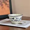 Plato Llano de Cena, Bol para Arroz, Taza de Café con Platillo, Vajilla, Plato para el Hogar, Plato para Filete, Juego para el Té de la Tarde, Estilo Francés Azul y Blanco, Pieza de 8 Pulgadas