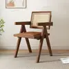 Silla de comedor retro estilo francés, silla de madera maciza con respaldo, silla de ocio estilo nórdico de mediados de siglo para uso doméstico, silla de mimbre estilo Chandigarh
