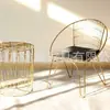 Silla Estilo Nórdico Ins, Taburete de Tocador Simple de Hierro para el Hogar, Taburete de Maquillaje Nido de Pájaro Negro, Silla de Manicura de Lujo Ligero Dorada