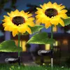 Luz solar de jardín montada en el suelo, luz impermeable para exteriores de girasol de jardín y césped, luz decorativa con diseño de flor de mariposa de 7 puntas