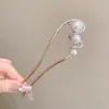 Grampo de cabelo de flor de magnólia, grampo de cabelo de estilo antigo, acessório de cabelo Hanfu, acessório de cabelo de cheongsam para mulheres, grampo de metal com pérola e franja, grampo de cabelo de jade