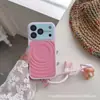 Funda protectora magnética de color caramelo con diseño de ola contrastante, adecuada para iPhone 18 Pro Max, con cordón creativo, funda para teléfono Apple 18