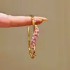 Pulsera Vintage de Flor de Durazno Dulce con Circonitas para Mujer con Destellos de Diamante