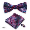 Conjunto de tres piezas de corbata y pañuelo de bolsillo para hombre, de poliéster, con estampado para banquetes, bodas, camisas, lazos y cuello con flores