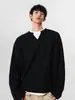 Sudadera con cuello en V de dos piezas falsas de gofre americano para hombre, nueva tendencia de diseño en capas para Primavera y Otoño 2025
