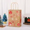 Sacola de Presente de Natal Transfronteiriça Sacola de Lembrancinha Estampada com Desenho de Papai Noel Sacola de Embalagem de Lanche para Festa de Fim de Ano