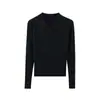 Top de punto con cuello solapa y manga larga estilo coreano para mujer, Novedades Primavera Otoño, Talla Pequeña, Adelgazante, Versátil, Rejuvenecedor, Dulce, Corto
