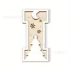 Enfeites Decorativos de Madeira de Natal Transfronteiriços com 26 Letras e Design de Padrão Floral para Artesanato e Decoração Caseira