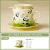 Fabricante Panda Qichun Caneca de Café, um conjunto de xícaras e pires de chá de cerâmica requintados para uso doméstico, perfeito para servir expresso, latte e chá da tarde