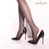 Luo Ying 8487 Medias Aurora de Punto Transparente Sin Costuras para Mujer Ultra Finas Brillo Aceitoso Seda Punta Deslizante Medias Transparentes con Puntos Ondulados