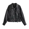 Roupas Femininas Europeias e Americanas AliExpress Venda Quente Atacado Comércio Exterior Exclusivo Transfronteiriço Jaqueta de Couro Moda Tendência Cintura com Cordão Ajustável Duas Cores