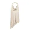 Vestido Feminino Europeu e Americano Comércio Exterior Transfronteiriço Mais Vendido Atacado Moda Sexy Textura de Cetim de Seda Decote Halter Renda Patchwork
