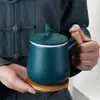 Copo de Cerâmica para Separação de Chá e Água, Copo para Beber, Caneca de Escritório com Tampa, Copo de Chá com Filtro, Caixa de Presente de Cerâmica Grossa