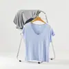 26 Novos Produtos Primavera/Verão|Camiseta Sem Manga com Gola V e Ombros Caídos em Mistura de Lã Acetato Tencel, Leve, Respirável, Top Emagrecedor