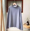 Camiseta de Manga Larga con Cuello Medio Fruncido para Mujer De Rong Little Cat Diary, Camiseta Base de Color Sólido, Top Interior para Mujer, Estilo Corto de Invierno