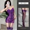 Lingerie Sexy Nova Sexy Espinha de Peixe Amarrado no Peito Renda Cetim Roxo Saia de Quadril Modelador Push-Up Pijama Atacado