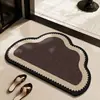 Tapete de Banheiro de Terra de Diatomáceas Estilo Francês Retrô, Tapete Macio Resistente ao Desgaste Doméstico, Tapete de Banheiro Antiderrapante Absorvente de Água para Vaso Sanitário