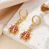 Brincos de Joaninha Europeus e Americanos Transfronteiriços para Mulheres, Brincos de Luxo Leve, Brincos de Nicho de Alto Padrão, Brincos de Cobre com Zircônia Incrustada Estilo Hong Kong para Mulheres