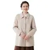 Novo casaco de lã dupla face para mulheres, comprimento médio, adequado para figuras petites, casaco de lã outono e inverno para mães, elegante e plus size
