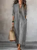 Vestido largo holgado de vacaciones nuevo 2026 transfronterizo europeo y americano, vestido de verano a rayas casual de moda con cuello en V
